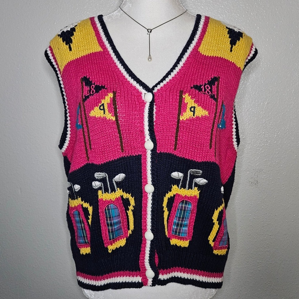 Karen Scott Sport Vintage Golf Knit Sweater Vest